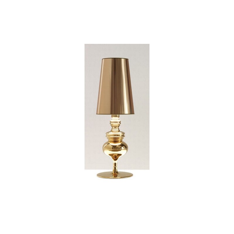 Lámpara  LOUVRE-MBL sobremesa de diseño con pantalla dorada